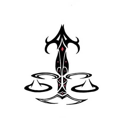 Black And Red Tribal Libra Zodiac Sign Design Fake Temporary Water Transfer Tattoo Stickers NO.10103